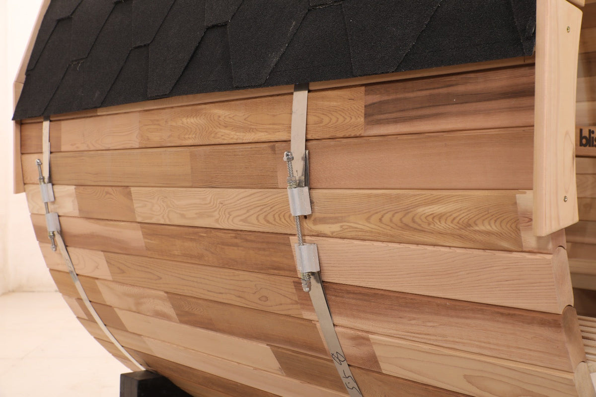 Blisspod | Prague | Canadian Red Cedar Outdoor Steam Barell Sauna | Full Glass Back