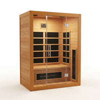 1 Person Extendable FAR Infrared Sauna for Home, Hemlock Wood Low EMF 6 Carbon Heaters Indoor Saunas with LED Lights, Bluetooth Speaker, Digital Control Panel, and Seating Bench — Studio Shot