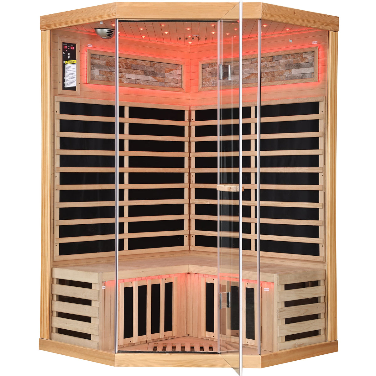 Canadian Hemlock Double Infrared Sauna with Starry-Sky Lighting