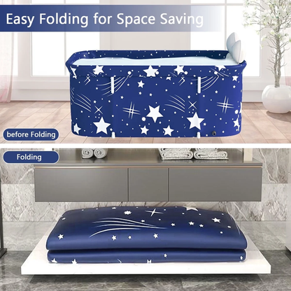 47In Large Portable Folding Bathtub, Hot & Cold Soaking Bath Tub, Starry Blue()