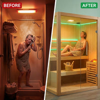 Canadian Hemlock Indoor Wet/Dry 4-Person Electric Sauna with LED Lights and 4.5Kw ETL Certified Heater — Before & After