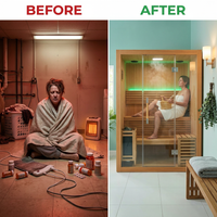 Canadian Hemlock Indoor Wet/Dry 4-Person Electric Sauna with LED Lights and 4.5Kw ETL Certified Heater — Before & After