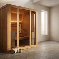 Canadian Hemlock Indoor Wet/Dry 4-Person Electric Sauna with LED Lights and 4.5Kw ETL Certified Heater — Studio Shot