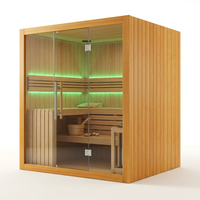 Canadian Hemlock Indoor Wet/Dry 4-Person Electric Sauna with LED Lights and 4.5Kw ETL Certified Heater — Studio Shot