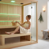 Canadian Hemlock Indoor Wet/Dry 4-Person Electric Sauna with LED Lights and 4.5Kw ETL Certified Heater — Lifestyle