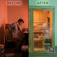 Charleston 4-Person Indoor Traditional Sauna Double Bench — Before & After