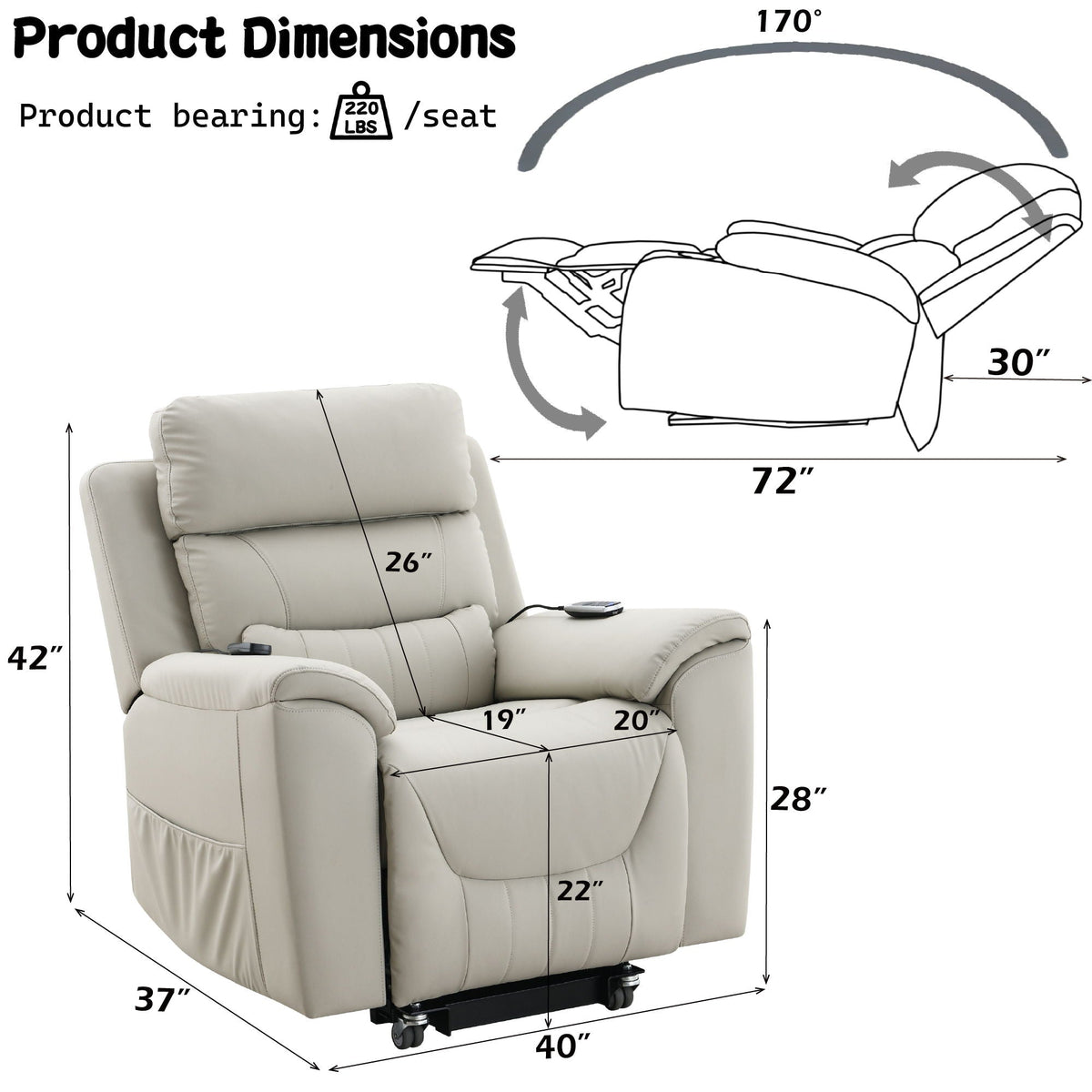 ACME Marsha Power Lift Recliner with Heat and Massage