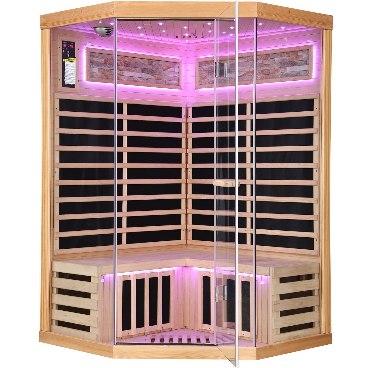 Canadian Hemlock Double Infrared Sauna with Starry-Sky Lighting