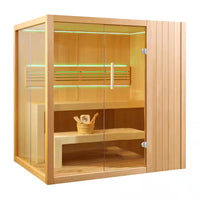 Canadian Hemlock Indoor Wet/Dry 4-Person Electric Sauna with LED Lights and 4.5Kw ETL Certified Heater