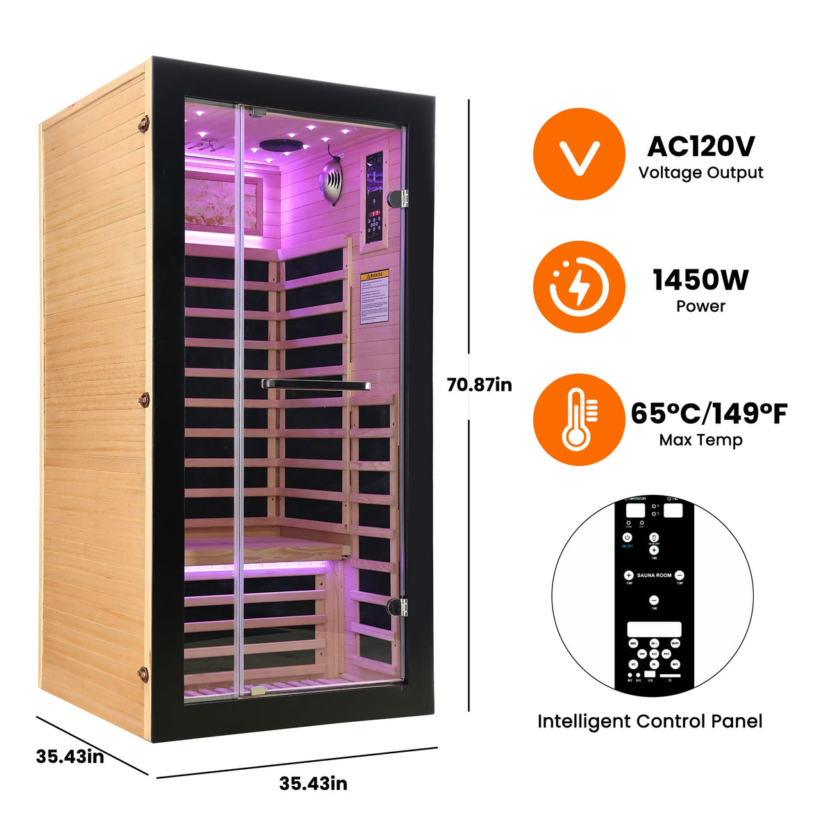 HOSAUNA Single-Person Starlight Ceiling Lighting Sauna