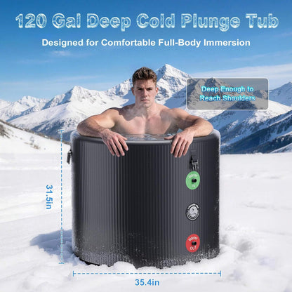 FCP Premium XL 120-Gallon Cold Plunge with 1/3 HP Chiller
