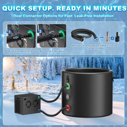 FCP Premium XL 120-Gallon Cold Plunge with 1/3 HP Chiller