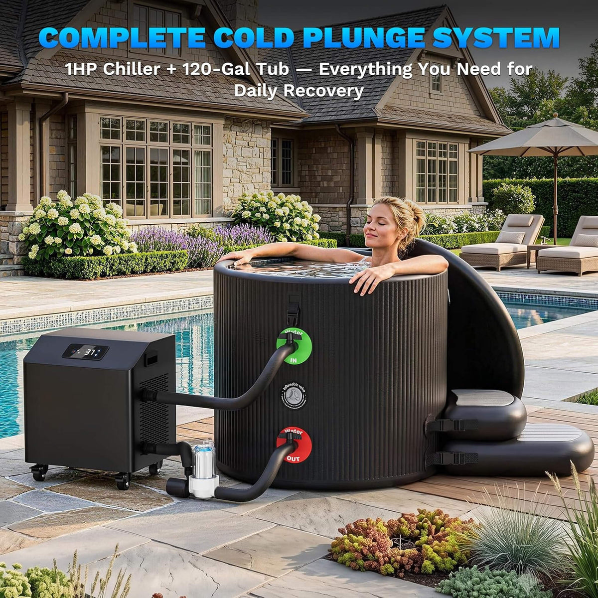 FCP Premium XL 120-Gallon Cold Plunge with 1 HP Chiller